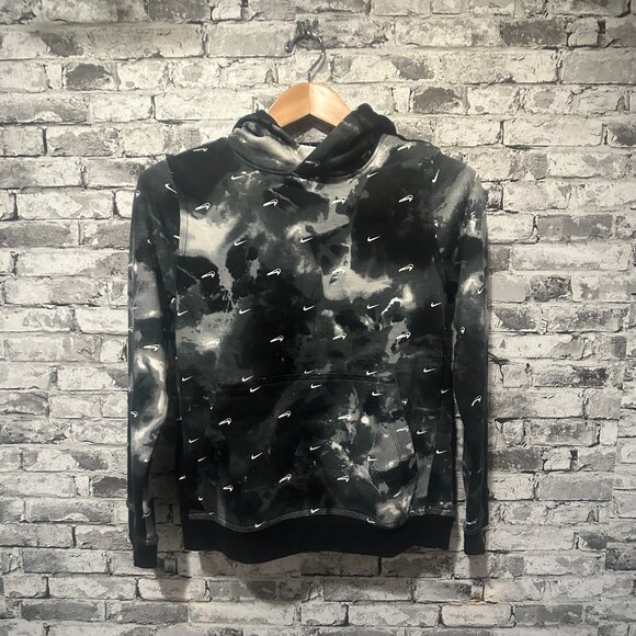 EUC Nike Youth  Black Grey White Hoodie w/ Upside Down Swoosh - Picture 2 of 15